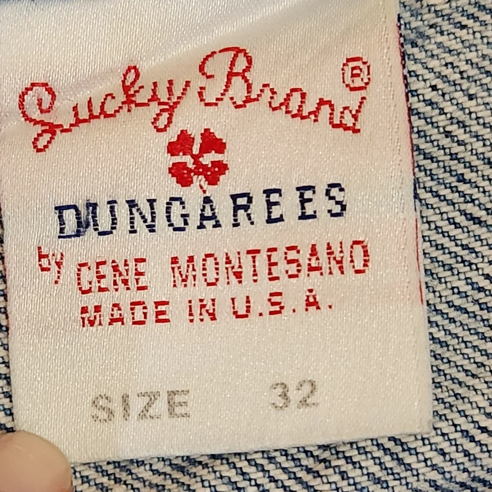 Vintage Lucky Brand Dungarees Jeans USA Made Size 32 Tight Fit Zipper Fly 90s